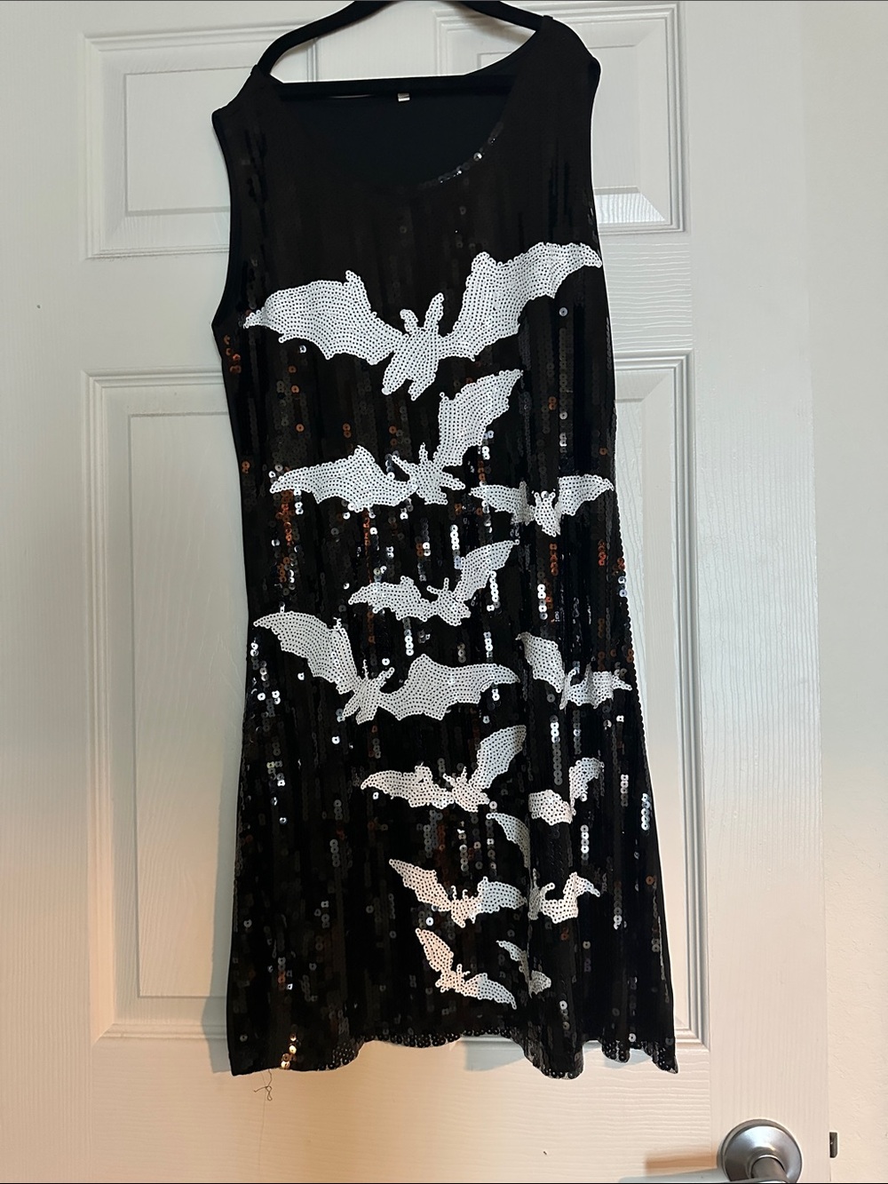 Black Sequin Bat  Sleeveless Dress